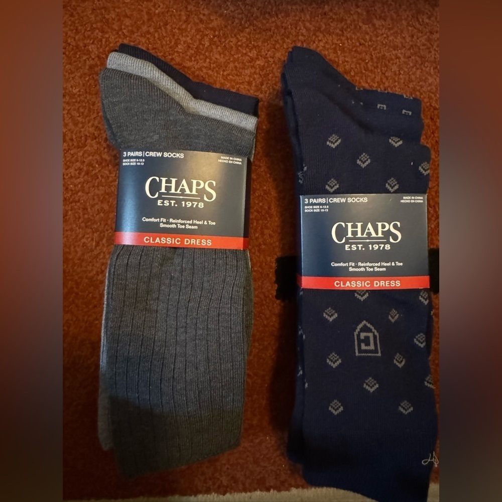 Chaps Classic Dress Ribbed Crew Socks 3-Pair Pack & Chaps Classic Dress Diamond